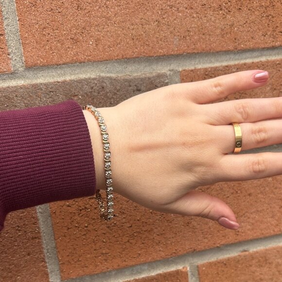 Vintage 925 Gold Plated Tennis Bracelet 7.5” - Picture 3 of 9